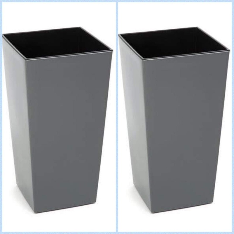 Blumenkübel SET 2x XXXL (H 75 cm) anthrazit Blumentopf Hochglanz Eckig