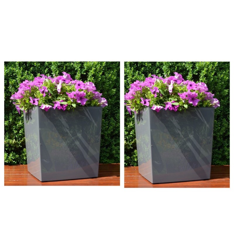 Blumenkübel Eckig Hochglanz Übertopf XXL (H41cm) anthrazit Blumentopf